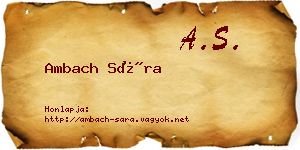 Ambach Sára névjegykártya